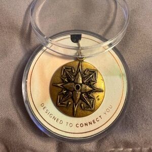 ALEX AND ANI Gold Compass Charm Pendant Round Signs & Symbols Necklace